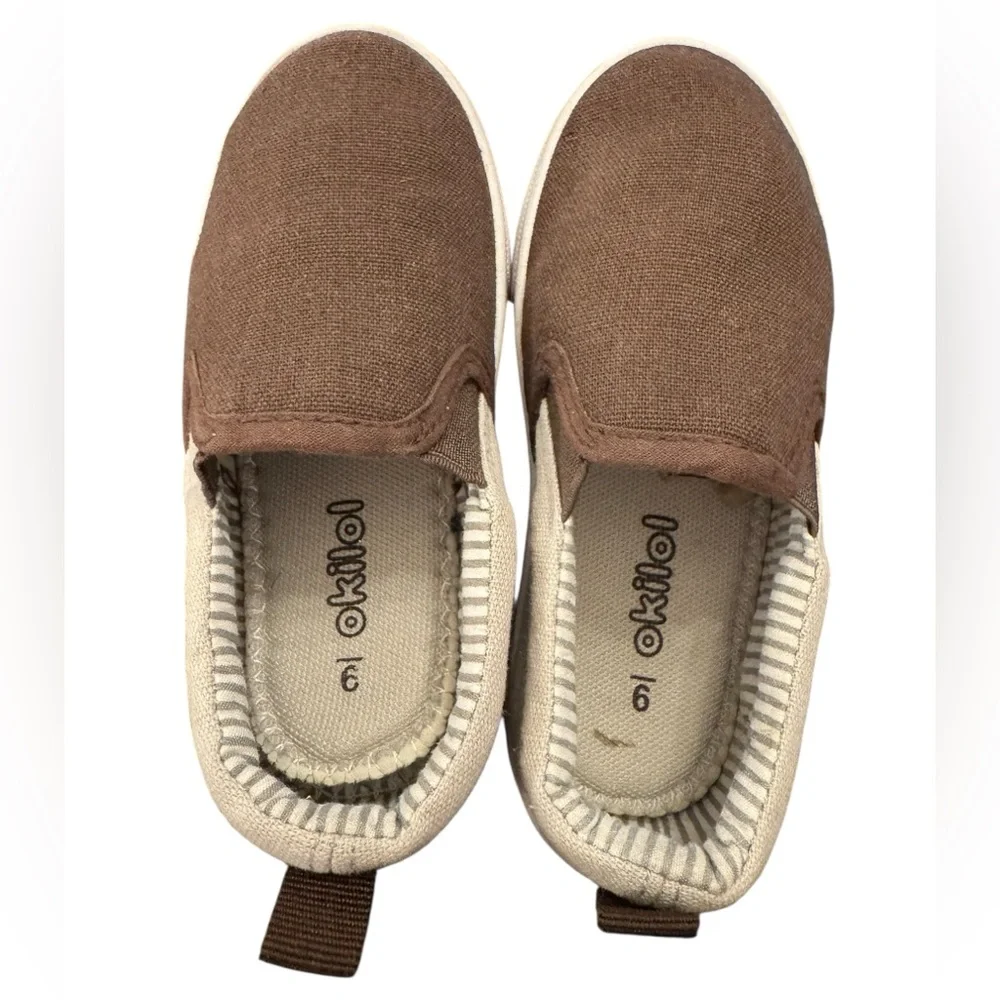 Okilol Kids Slip-On Brown Canvas Shoes size 9 - Picture 2 of 5